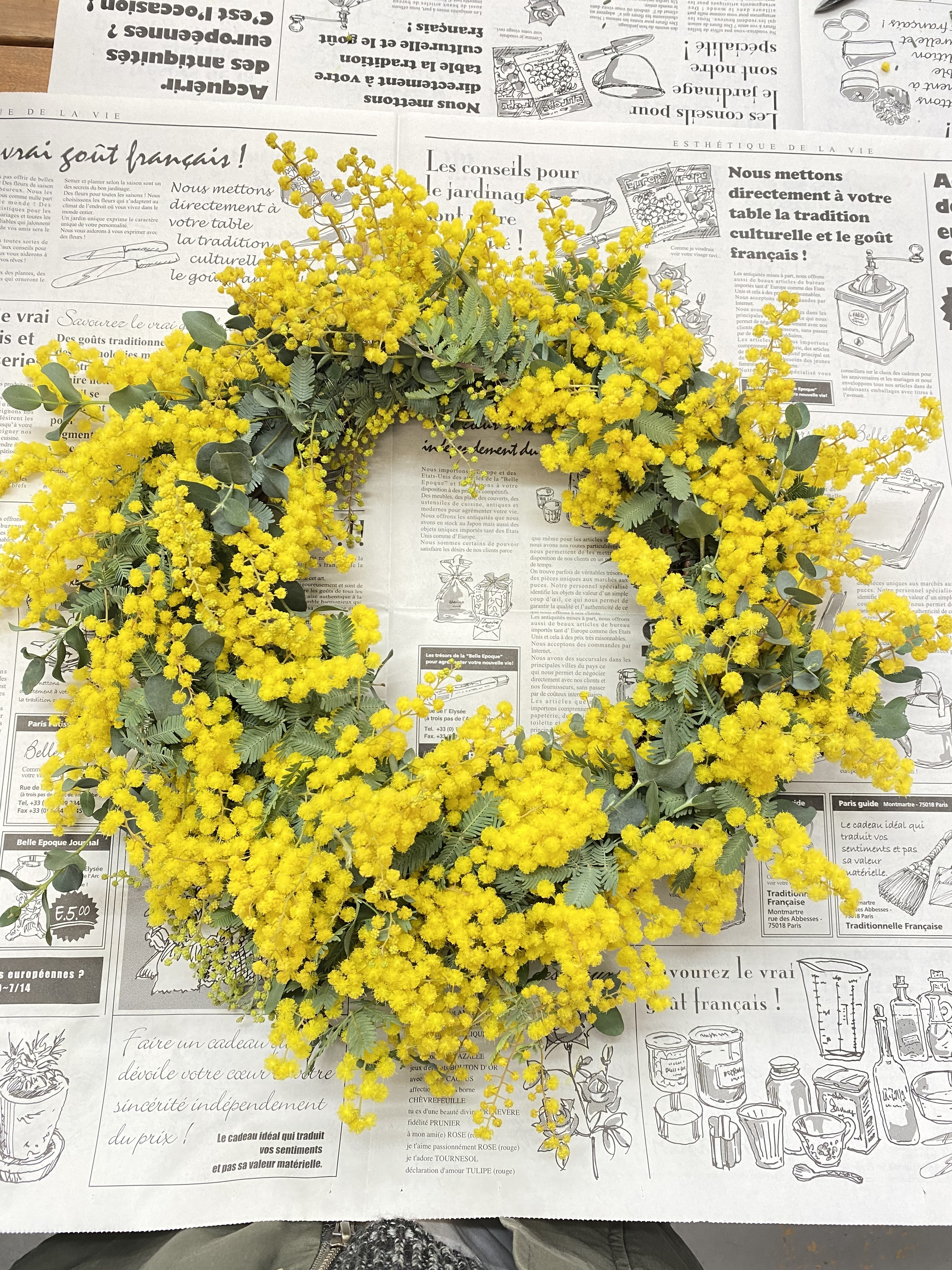 ミモザリース　いろいろ 2022新作 ミモザのリース 玄関リース ナチュラルなスプリング