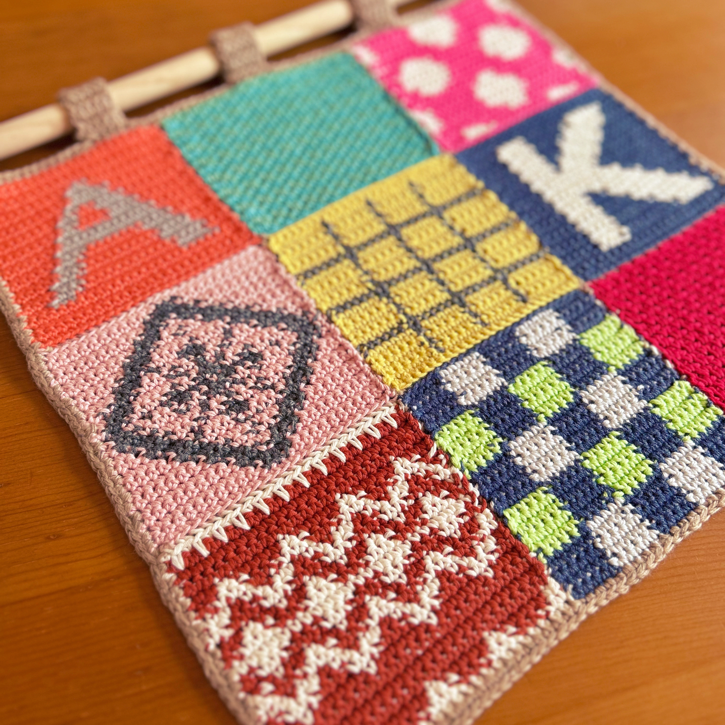 BQJT かぎ針編み ニット ラグ タペストリー マルチカラー タッセル K