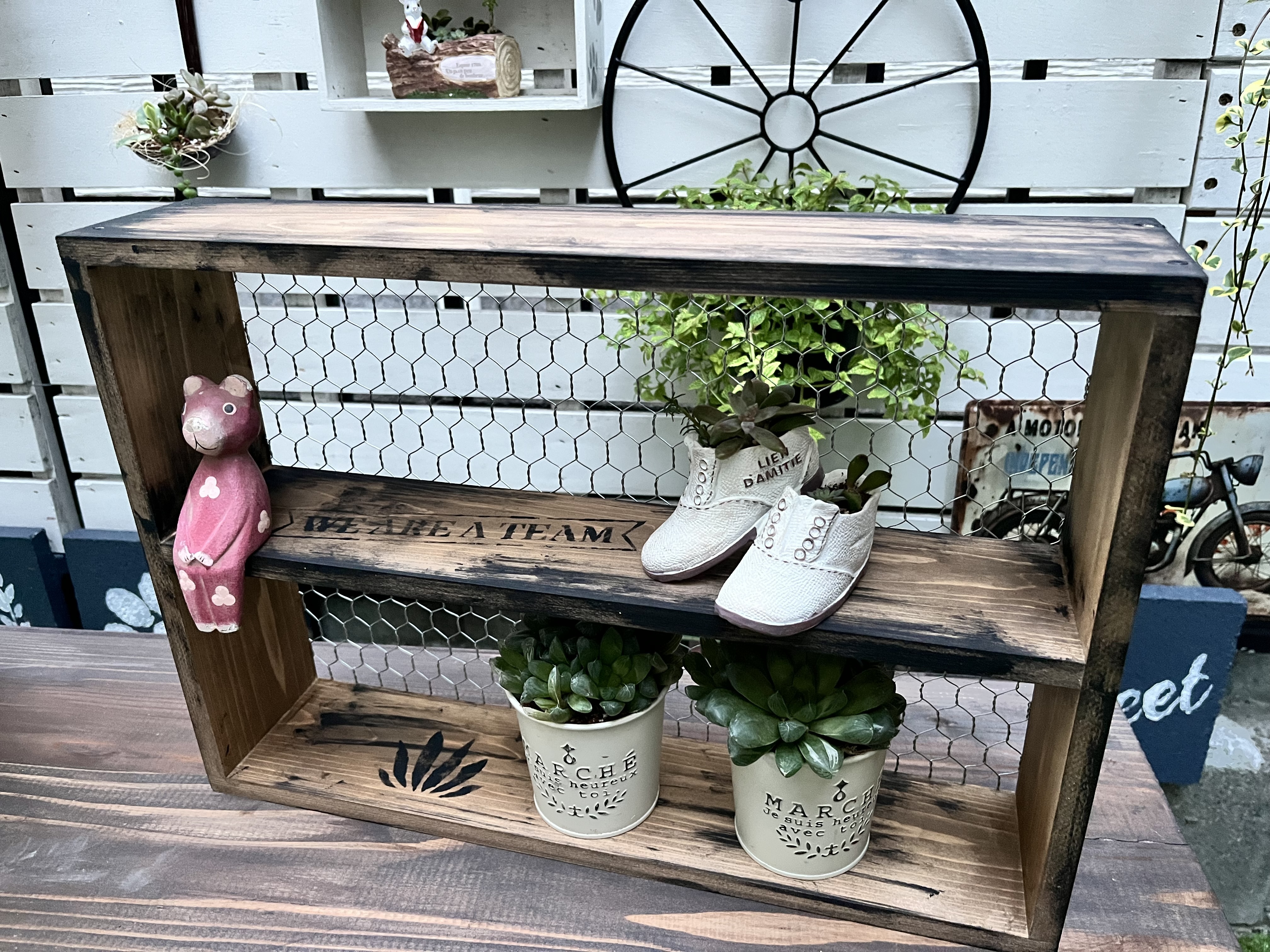 アンテーク 飾り棚 アンティーク 飾り棚 チーク無垢材