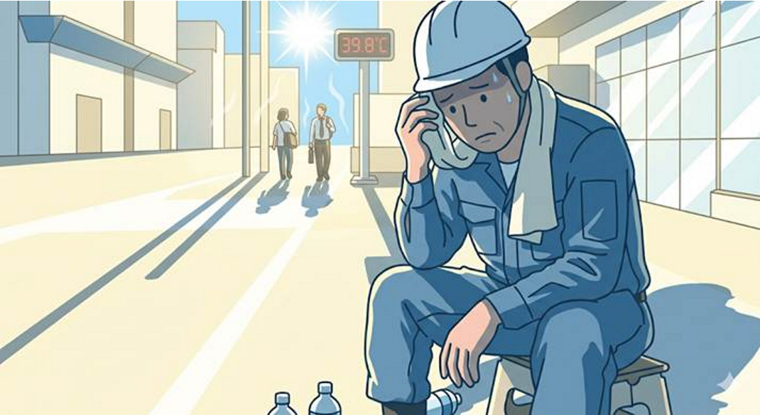 作業員が汗だくでつらそうなイメージ画像