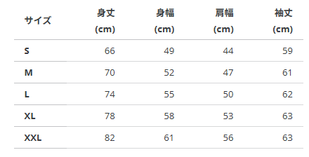 サイズ表