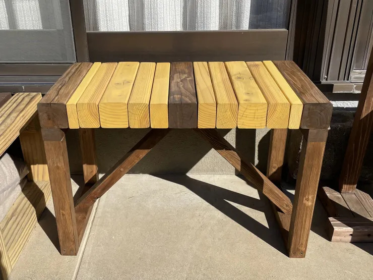 角材で作るカラーベンチ改め、角材で作るツートンベンチLONG